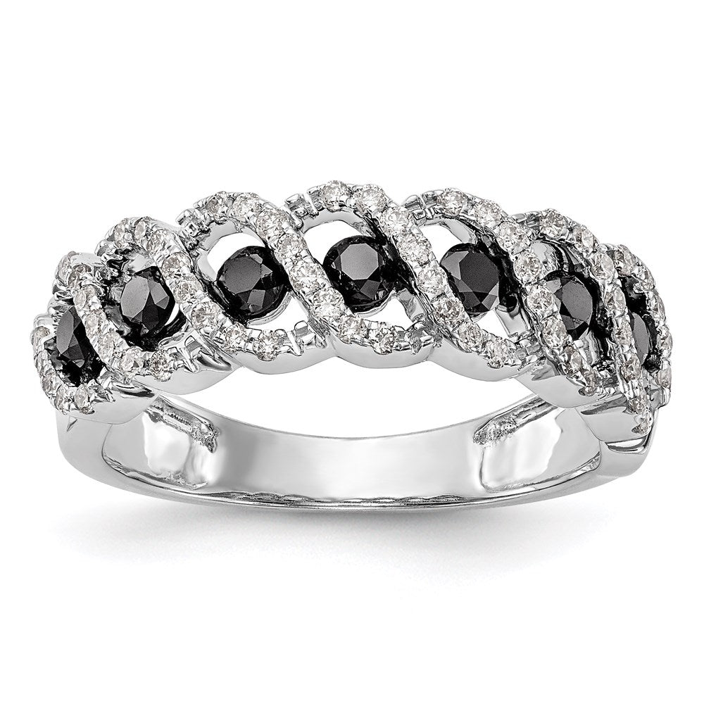 14k White Gold Black & White Diamond Band