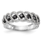 14k White Gold Black & White Diamond Band