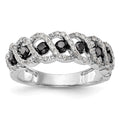 14k White Gold Black & White Diamond Band