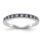 14k White Gold 1/10 carat Diamond and Blue Sapphire Complete Band