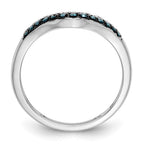 14k White Gold 1/5 carat Blue and White Diamond Contoured Complete Band