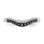 14k White Gold 1/5 carat Blue and White Diamond Contoured Complete Band