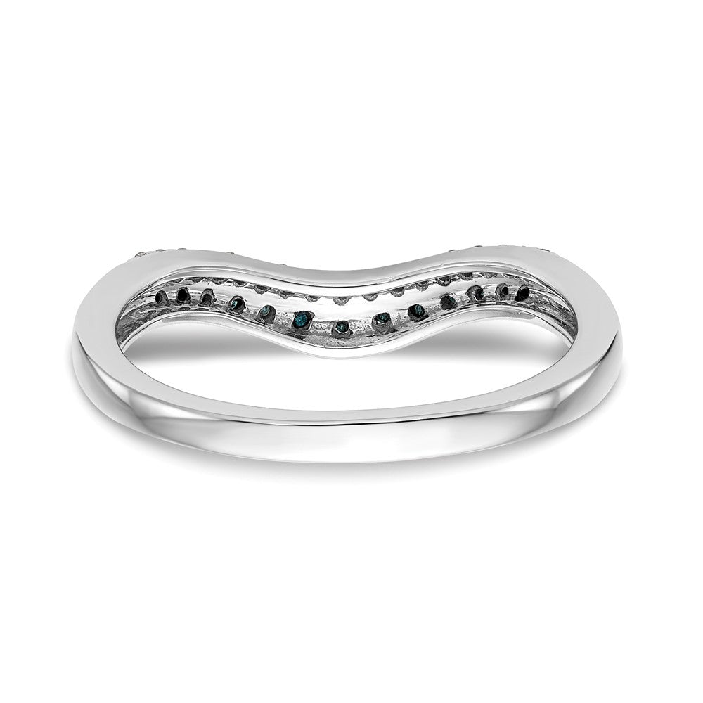 14k White Gold 1/5 carat Blue and White Diamond Contoured Complete Band
