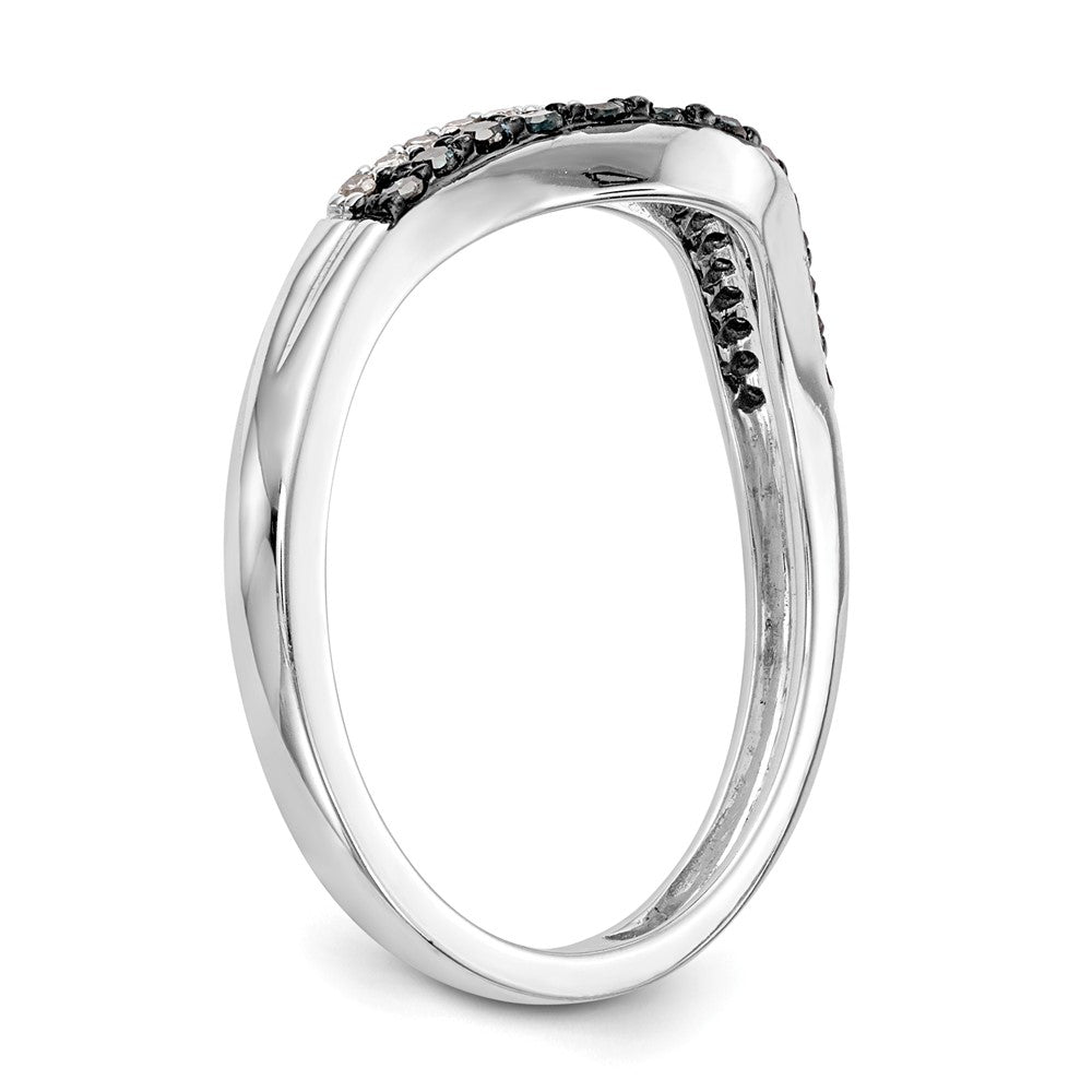 14k White Gold 1/5 carat Blue and White Diamond Contoured Complete Band