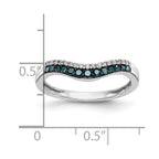 14k White Gold 1/5 carat Blue and White Diamond Contoured Complete Band
