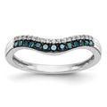 14k White Gold 1/5 carat Blue and White Diamond Contoured Complete Band