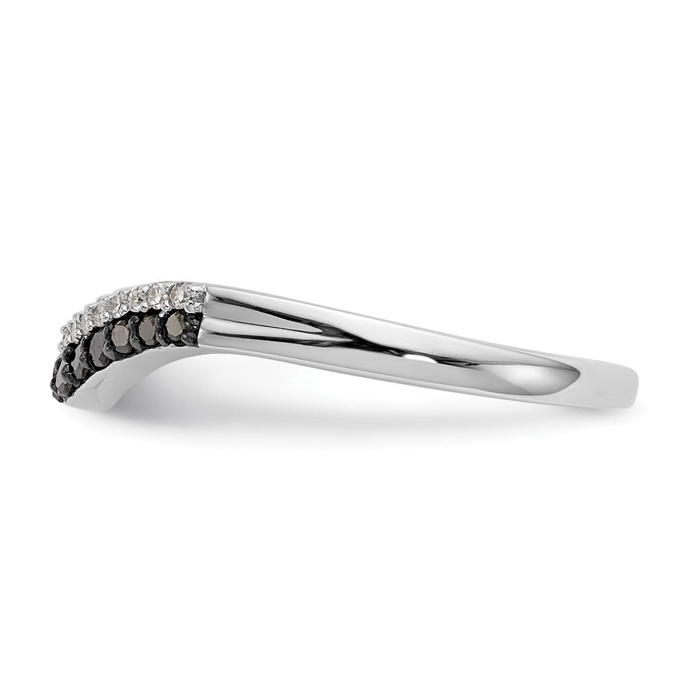 14k White Gold 1/5 carat Black and White Diamond Contoured Complete Band