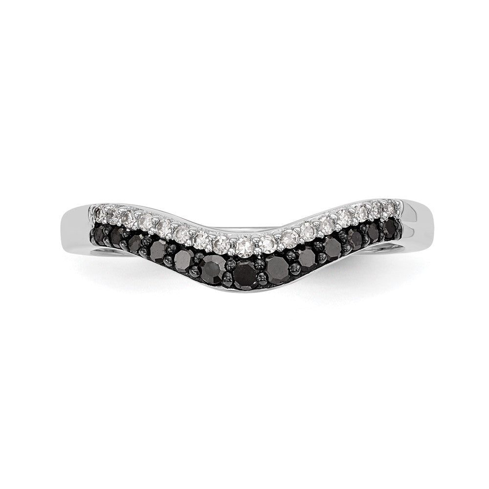 14k White Gold 1/5 carat Black and White Diamond Contoured Complete Band