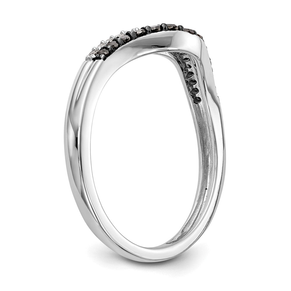 14k White Gold 1/5 carat Black and White Diamond Contoured Complete Band