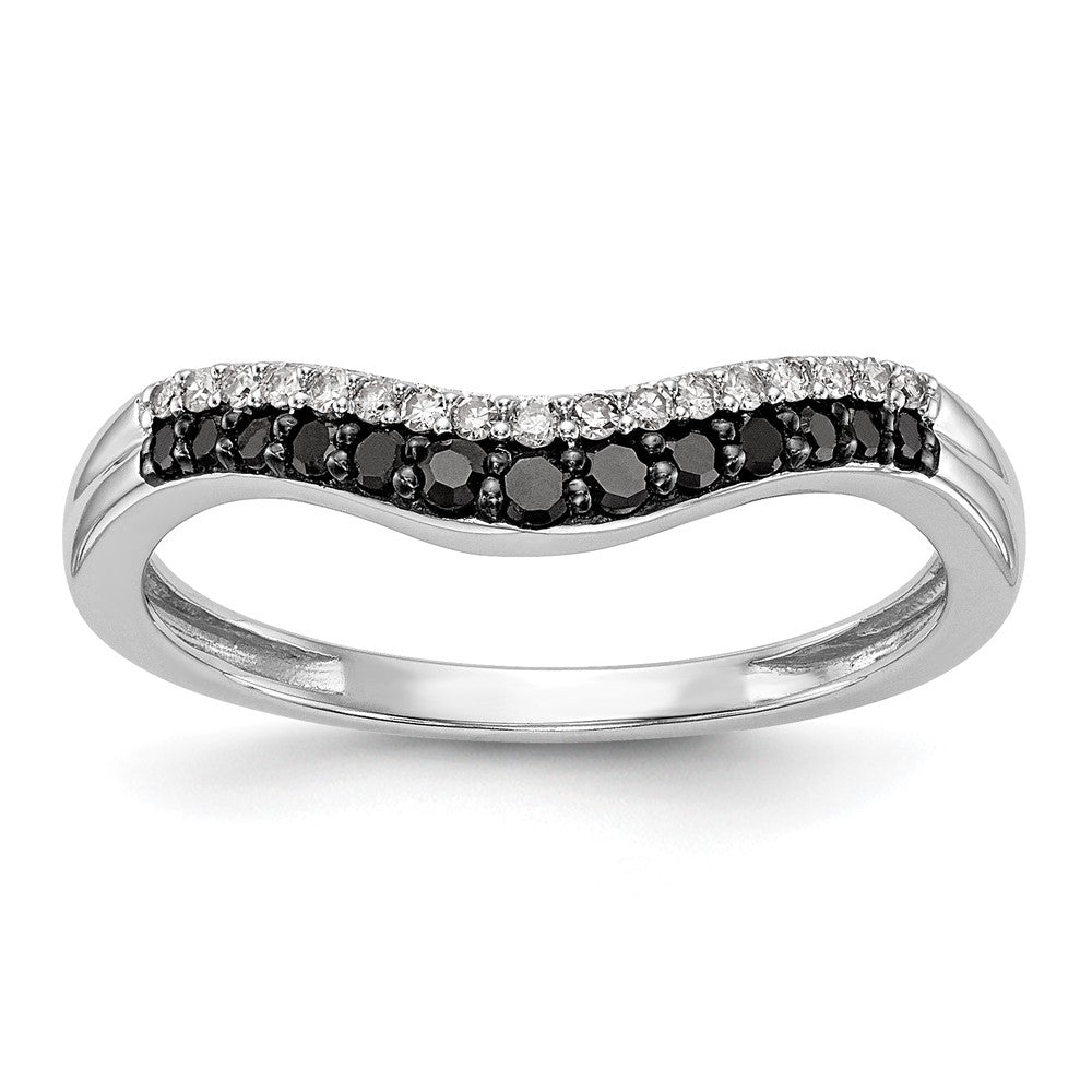 14k White Gold 1/5 carat Black and White Diamond Contoured Complete Band
