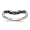 14k White Gold 1/5 carat Black and White Diamond Contoured Complete Band