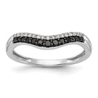 14k White Gold 1/5 carat Black and White Diamond Contoured Complete Band