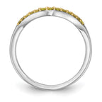 14k White Gold 1/5 carat Yellow and White Diamond Contoured Complete Band