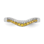 14k White Gold 1/5 carat Yellow and White Diamond Contoured Complete Band