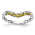 14k White Gold 1/5 carat Yellow and White Diamond Contoured Complete Band