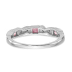 14k White Gold Heart Design 1/10 carat Diamond and Pink Sapphire Complete Band