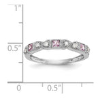 14k White Gold Heart Design 1/10 carat Diamond and Pink Sapphire Complete Band