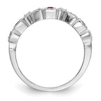 14k White Gold Heart Design 1/10 carat Diamond and Ruby Complete Band
