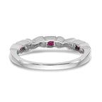 14k White Gold Heart Design 1/10 carat Diamond and Ruby Complete Band