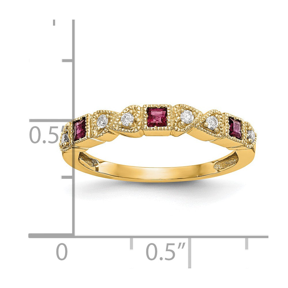14k Yellow Gold Diamond w/Ruby Band