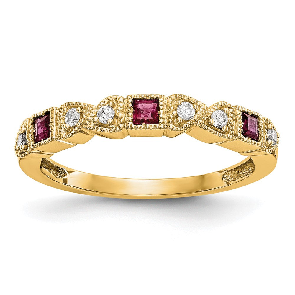 14k Yellow Gold Diamond w/Ruby Band