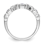 14k White Gold Heart Design 1/10 carat Diamond and Blue Princess Sapphire Complete Band