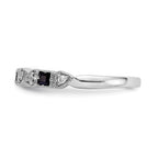 14k White Gold Heart Design 1/10 carat Diamond and Blue Princess Sapphire Complete Band