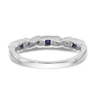 14k White Gold Heart Design 1/10 carat Diamond and Blue Princess Sapphire Complete Band