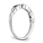 14k White Gold Heart Design 1/10 carat Diamond and Blue Princess Sapphire Complete Band