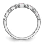 14k White Gold 1/10 carat Diamond and Pink Sapphire Complete Band