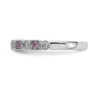 14k White Gold 1/10 carat Diamond and Pink Sapphire Complete Band
