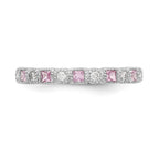 14k White Gold 1/10 carat Diamond and Pink Sapphire Complete Band