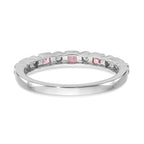 14k White Gold 1/10 carat Diamond and Pink Sapphire Complete Band