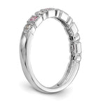 14k White Gold 1/10 carat Diamond and Pink Sapphire Complete Band