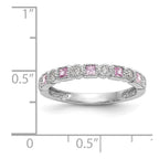 14k White Gold 1/10 carat Diamond and Pink Sapphire Complete Band