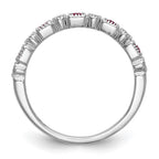 14k White Gold 1/10 carat Diamond and Ruby Complete Band
