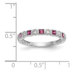 14k White Gold 1/10 carat Diamond and Ruby Complete Band