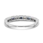 14k White Gold 1/10 carat Diamond and Blue Princess Sapphire Complete Band