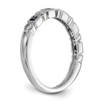 14k White Gold 1/10 carat Diamond and Blue Princess Sapphire Complete Band