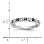 14k White Gold 1/10 carat Diamond and Blue Princess Sapphire Complete Band