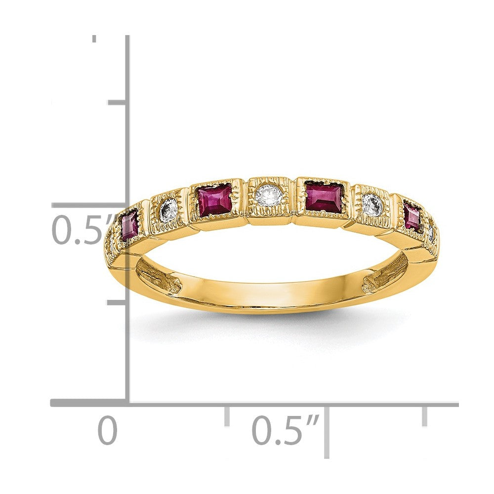 14k Yellow Gold Diamond w/Ruby Band