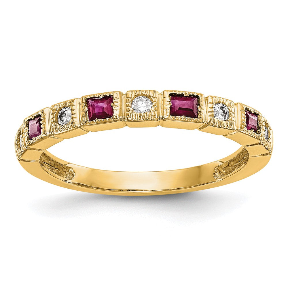 14k Yellow Gold Diamond w/Ruby Band
