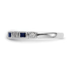 14k White Gold 1/10 carat Diamond and Blue Sapphire Baguette Complete Band