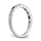 14k White Gold 1/10 carat Diamond and Blue Sapphire Baguette Complete Band
