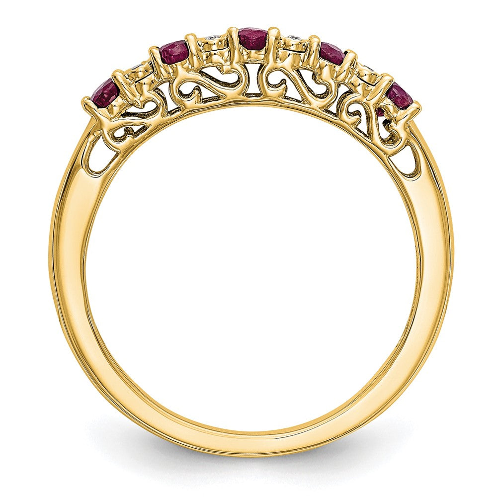 14k Yellow Gold Diamond w/Ruby Band