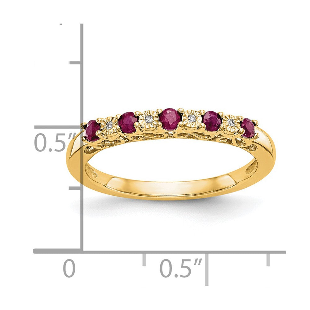 14k Yellow Gold Diamond w/Ruby Band