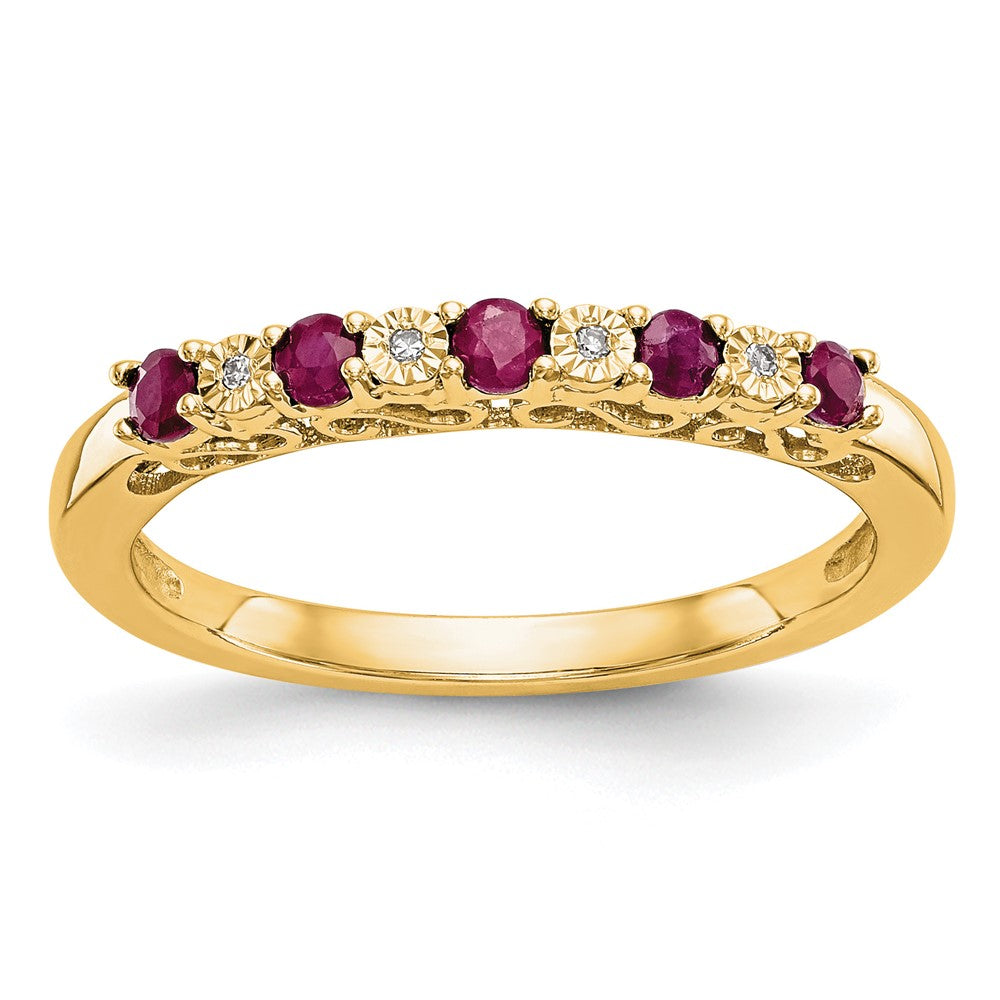 14k Yellow Gold Diamond w/Ruby Band