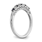 14k White Gold .01 carat Diamond and Blue Sapphire Complete Band