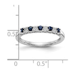 14k White Gold .01 carat Diamond and Blue Sapphire Complete Band