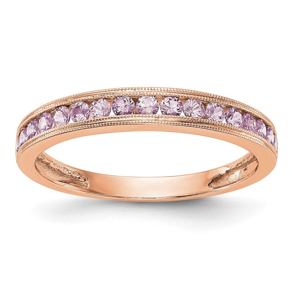 14k Rose Gold Pink Sapphire Band